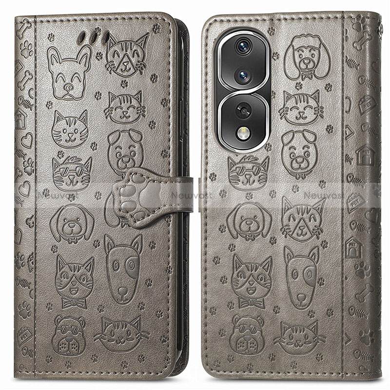 Leather Case Stands Fashionable Pattern Flip Cover Holder S03D for Huawei Honor 80 Pro 5G