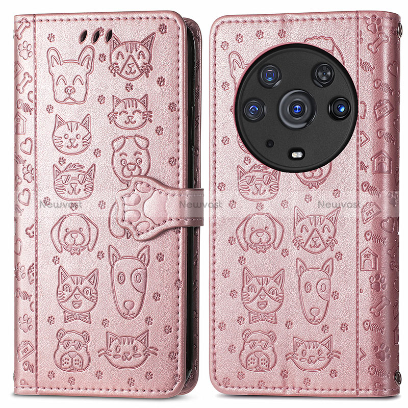 Leather Case Stands Fashionable Pattern Flip Cover Holder S03D for Huawei Honor Magic3 Pro 5G