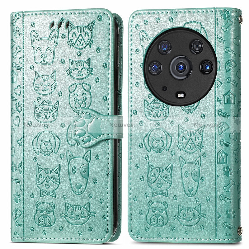 Leather Case Stands Fashionable Pattern Flip Cover Holder S03D for Huawei Honor Magic3 Pro 5G