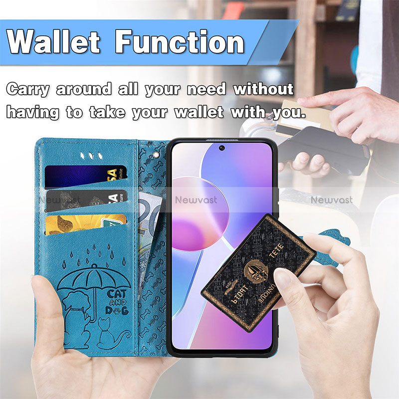 Leather Case Stands Fashionable Pattern Flip Cover Holder S03D for Huawei Honor X30i