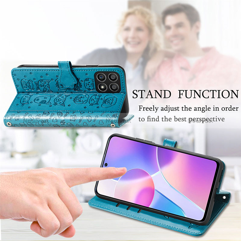 Leather Case Stands Fashionable Pattern Flip Cover Holder S03D for Huawei Honor X30i