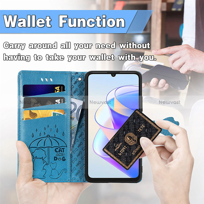 Leather Case Stands Fashionable Pattern Flip Cover Holder S03D for Huawei Honor X7a