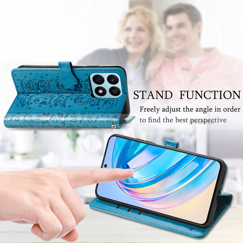 Leather Case Stands Fashionable Pattern Flip Cover Holder S03D for Huawei Honor X8a 4G