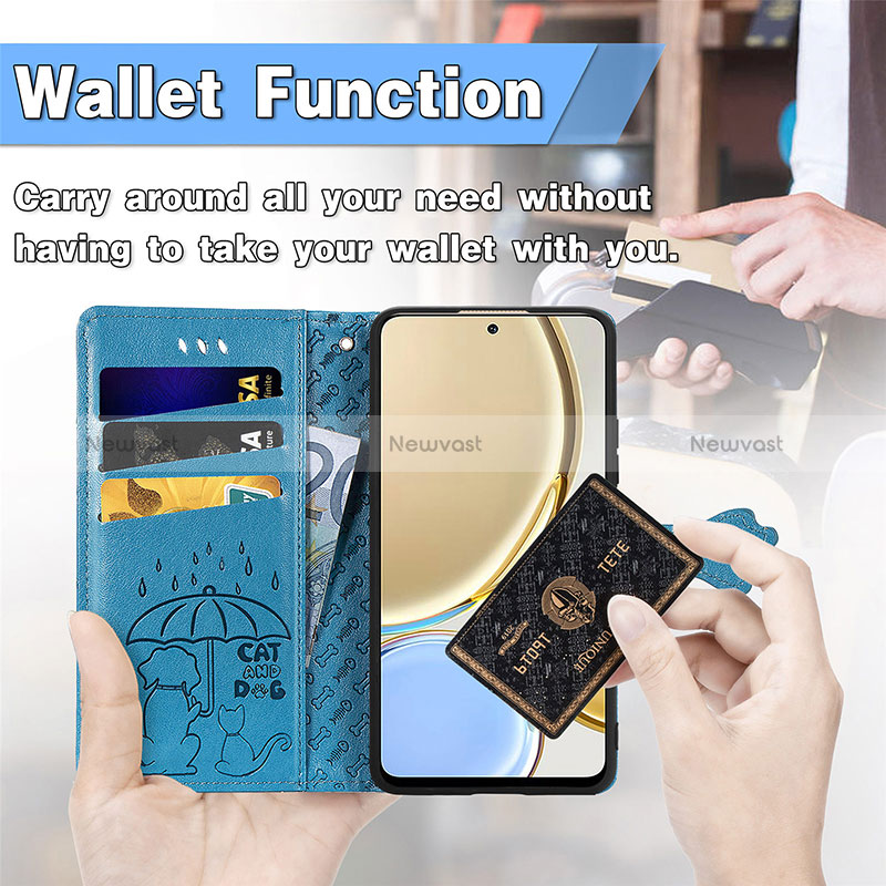 Leather Case Stands Fashionable Pattern Flip Cover Holder S03D for Huawei Honor X9 5G