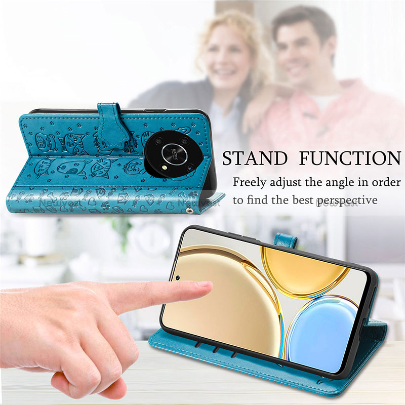 Leather Case Stands Fashionable Pattern Flip Cover Holder S03D for Huawei Honor X9 5G