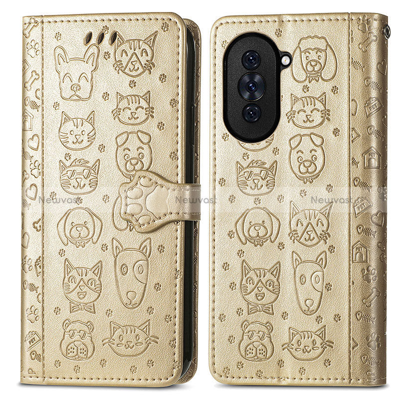 Leather Case Stands Fashionable Pattern Flip Cover Holder S03D for Huawei Nova 10 Gold