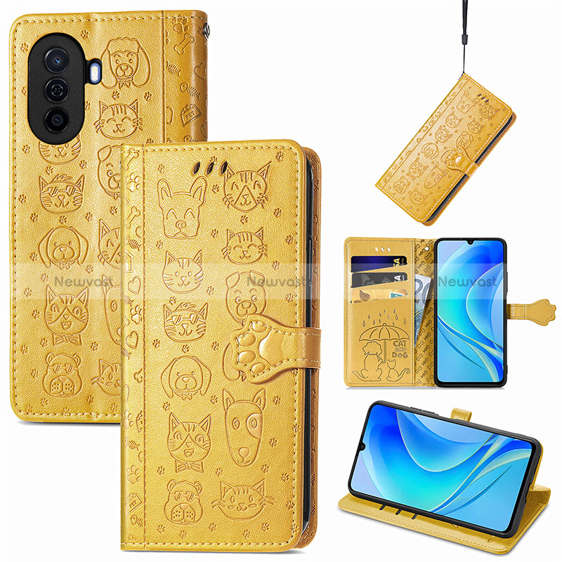 Leather Case Stands Fashionable Pattern Flip Cover Holder S03D for Huawei Nova Y70 Plus