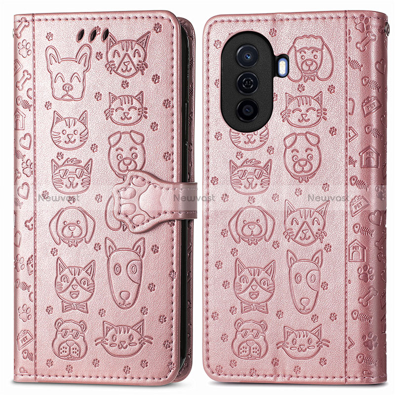 Leather Case Stands Fashionable Pattern Flip Cover Holder S03D for Huawei Nova Y70 Plus