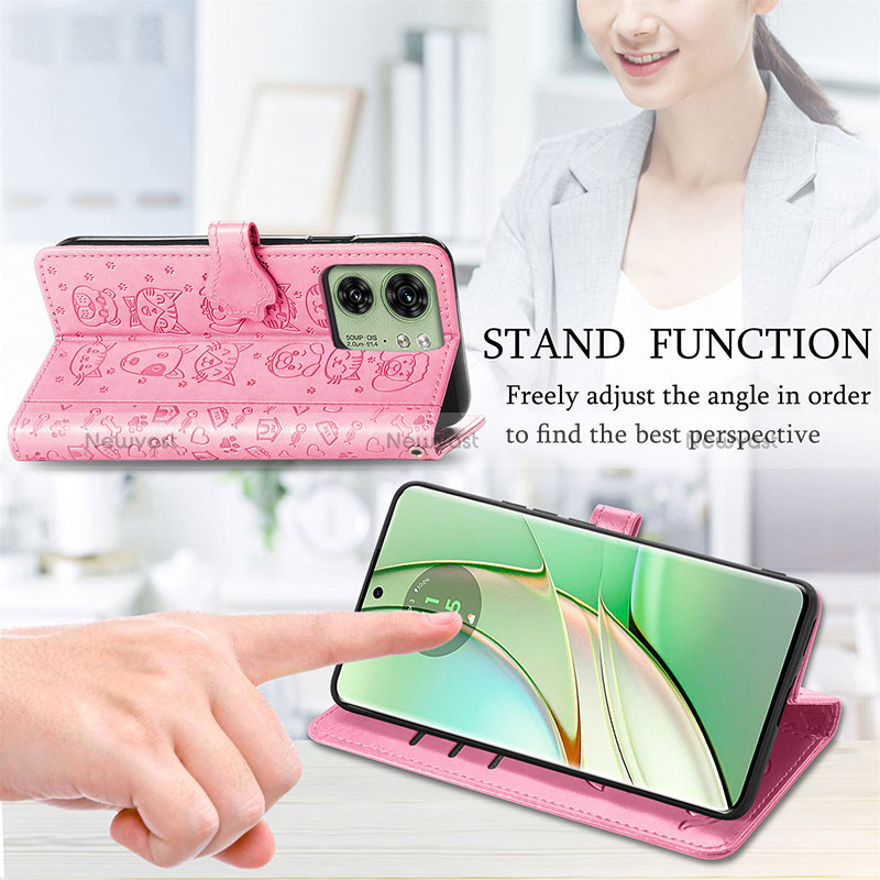 Leather Case Stands Fashionable Pattern Flip Cover Holder S03D for Motorola Moto Edge 40 5G