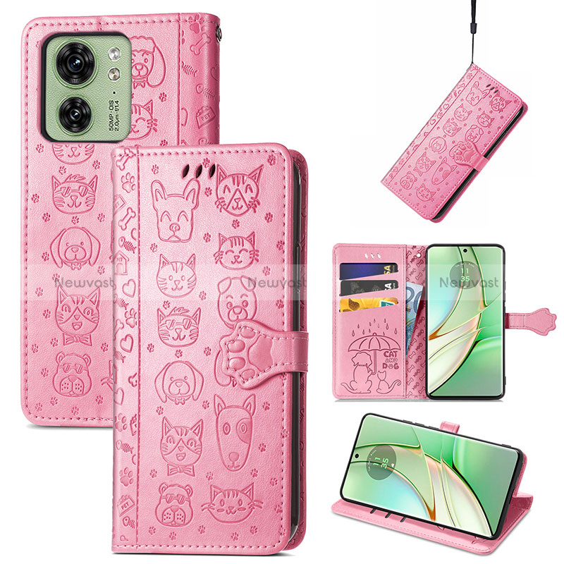 Leather Case Stands Fashionable Pattern Flip Cover Holder S03D for Motorola Moto Edge 40 5G