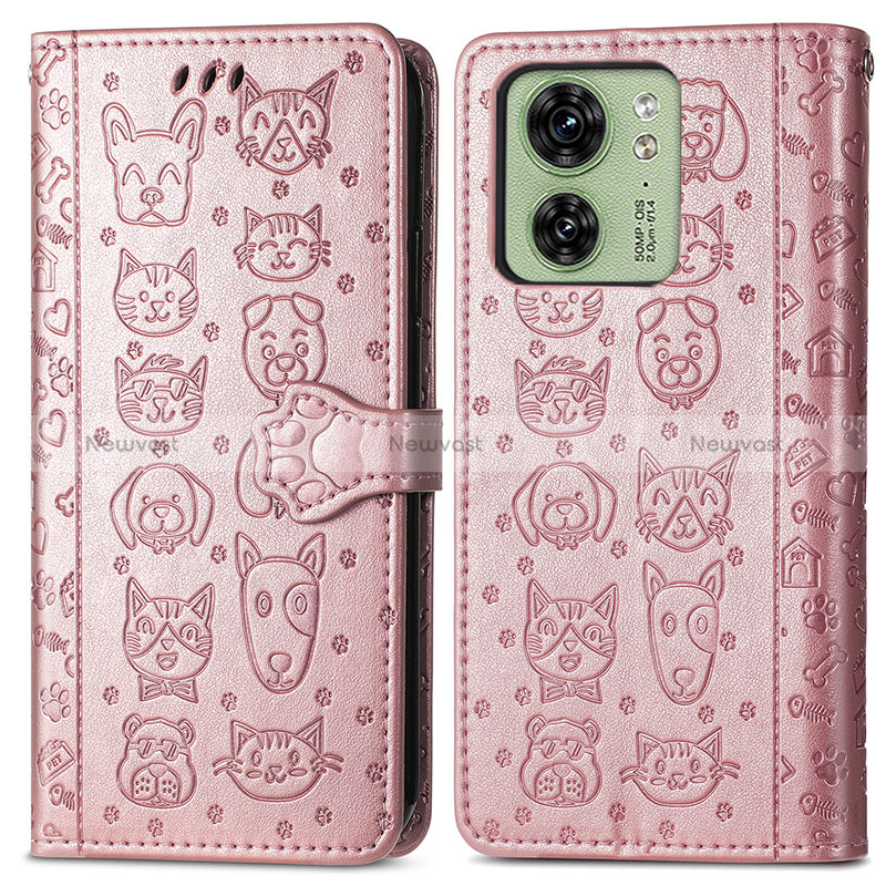 Leather Case Stands Fashionable Pattern Flip Cover Holder S03D for Motorola Moto Edge 40 5G