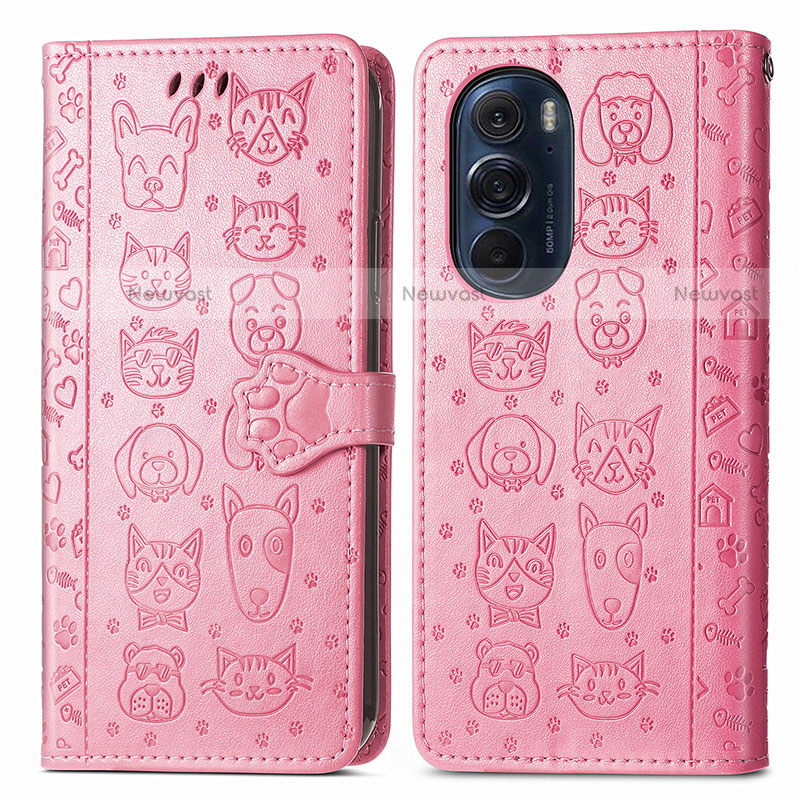 Leather Case Stands Fashionable Pattern Flip Cover Holder S03D for Motorola Moto Edge X30 5G