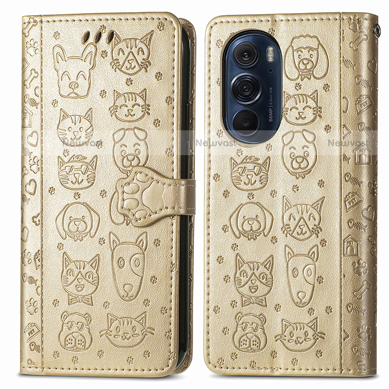 Leather Case Stands Fashionable Pattern Flip Cover Holder S03D for Motorola Moto Edge X30 5G