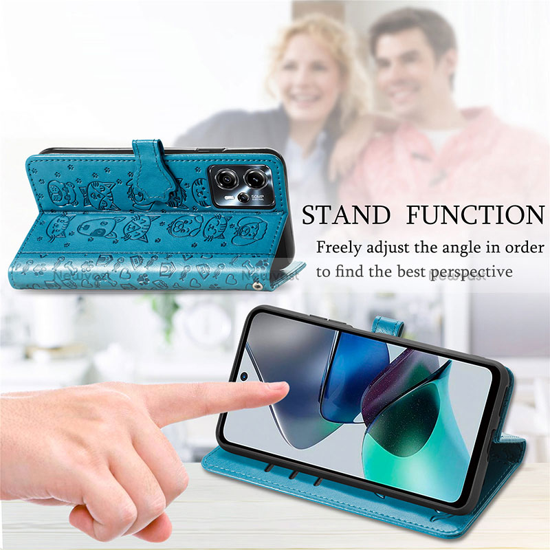 Leather Case Stands Fashionable Pattern Flip Cover Holder S03D for Motorola Moto G13