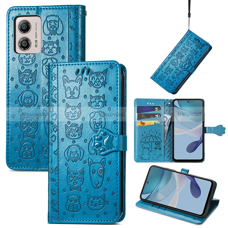 Leather Case Stands Fashionable Pattern Flip Cover Holder S03D for Motorola Moto G53y 5G