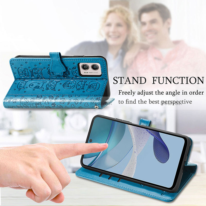 Leather Case Stands Fashionable Pattern Flip Cover Holder S03D for Motorola Moto G53y 5G