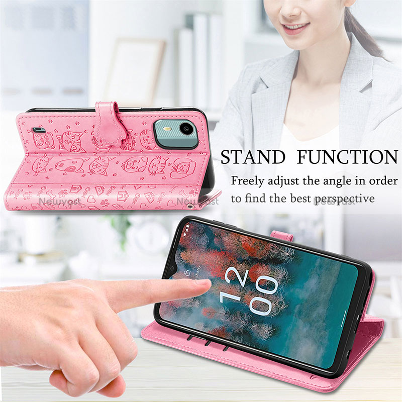 Leather Case Stands Fashionable Pattern Flip Cover Holder S03D for Nokia C12 Plus