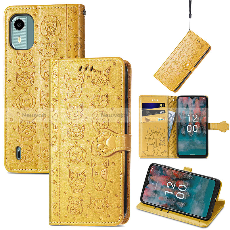 Leather Case Stands Fashionable Pattern Flip Cover Holder S03D for Nokia C12 Plus