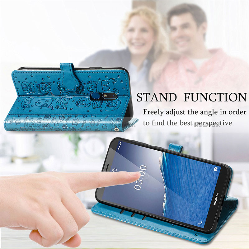 Leather Case Stands Fashionable Pattern Flip Cover Holder S03D for Nokia C3