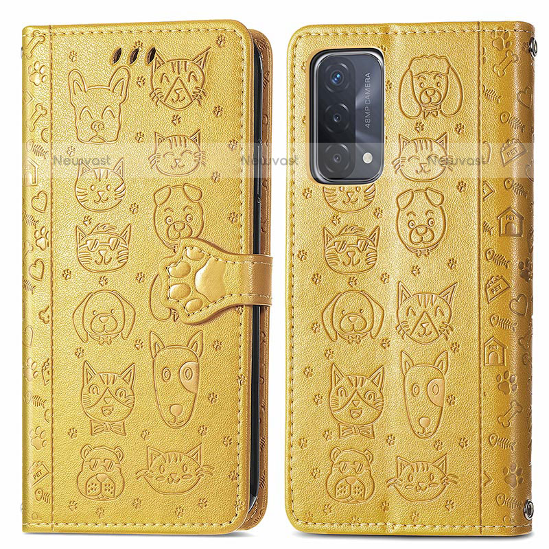 Leather Case Stands Fashionable Pattern Flip Cover Holder S03D for OnePlus Nord N200 5G