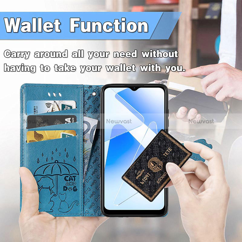 Leather Case Stands Fashionable Pattern Flip Cover Holder S03D for Oppo A53s 5G