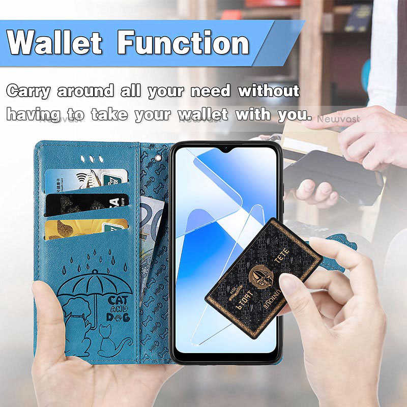 Leather Case Stands Fashionable Pattern Flip Cover Holder S03D for Oppo A55 5G