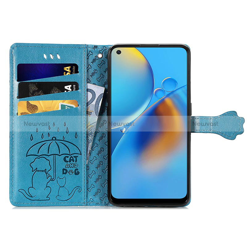 Leather Case Stands Fashionable Pattern Flip Cover Holder S03D for Oppo A95 4G