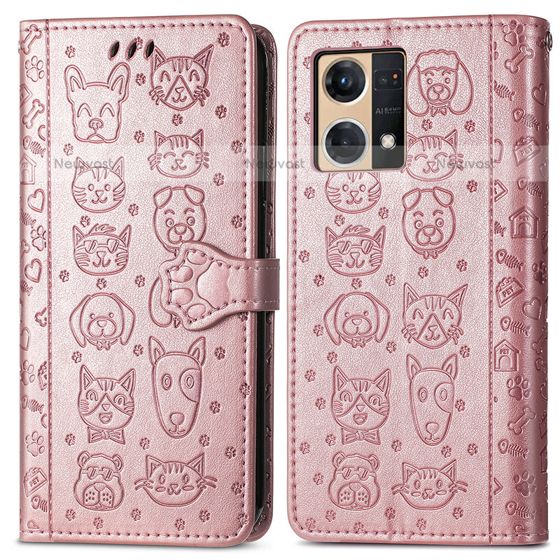 Leather Case Stands Fashionable Pattern Flip Cover Holder S03D for Oppo F21s Pro 4G