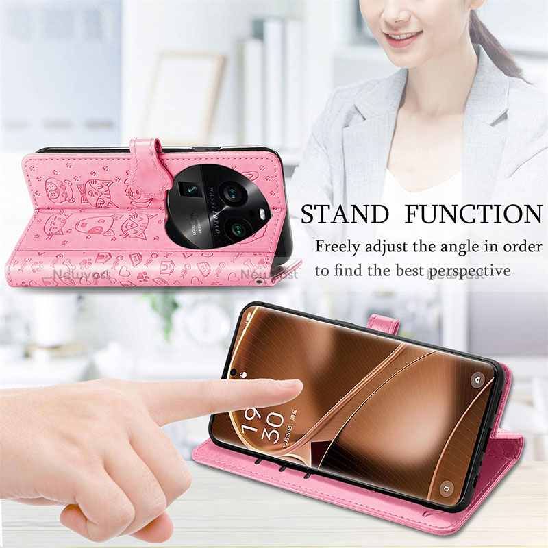 Leather Case Stands Fashionable Pattern Flip Cover Holder S03D for Oppo Find X6 5G