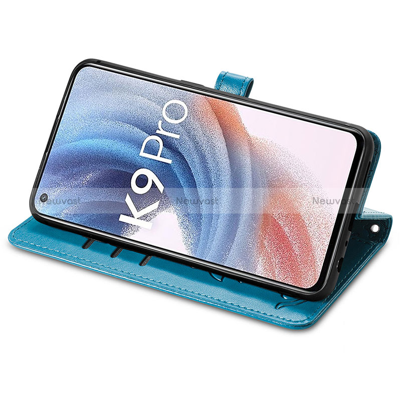 Leather Case Stands Fashionable Pattern Flip Cover Holder S03D for Oppo K9 Pro 5G