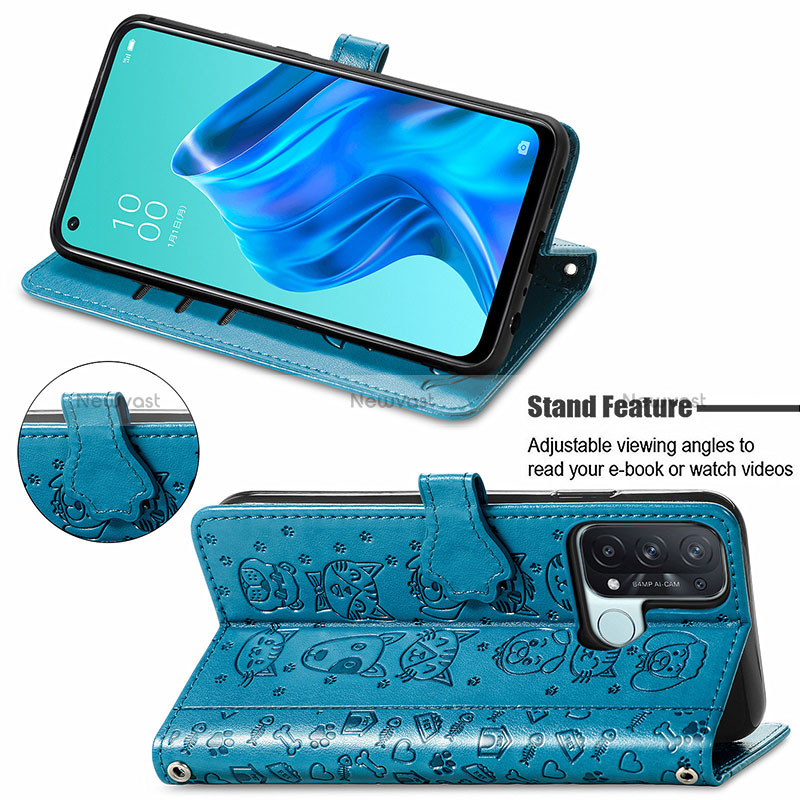 Leather Case Stands Fashionable Pattern Flip Cover Holder S03D for Oppo Reno5 A