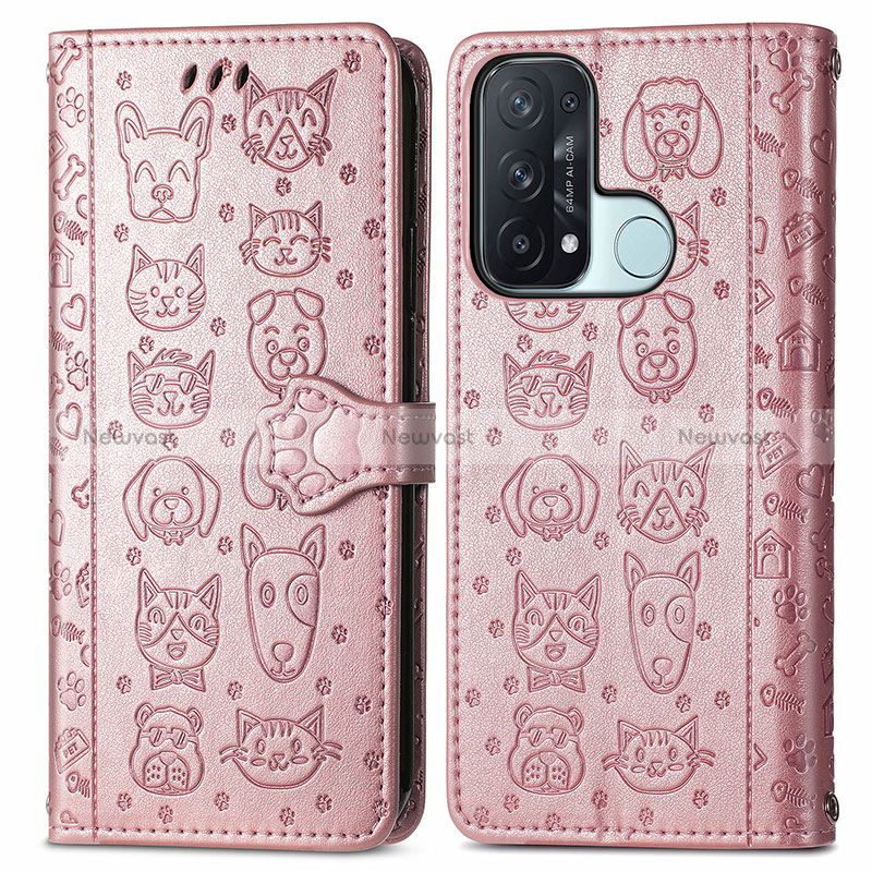 Leather Case Stands Fashionable Pattern Flip Cover Holder S03D for Oppo Reno5 A