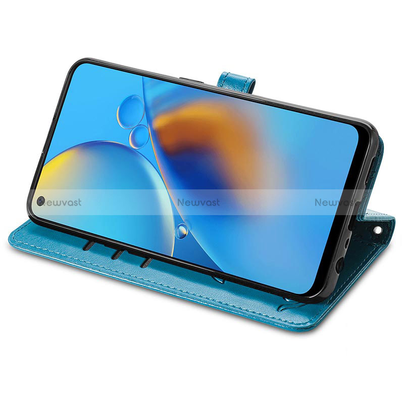 Leather Case Stands Fashionable Pattern Flip Cover Holder S03D for Oppo Reno6 Lite