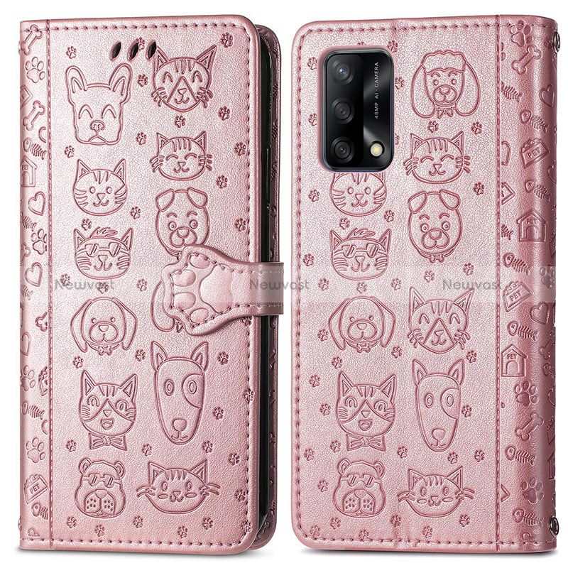 Leather Case Stands Fashionable Pattern Flip Cover Holder S03D for Oppo Reno6 Lite