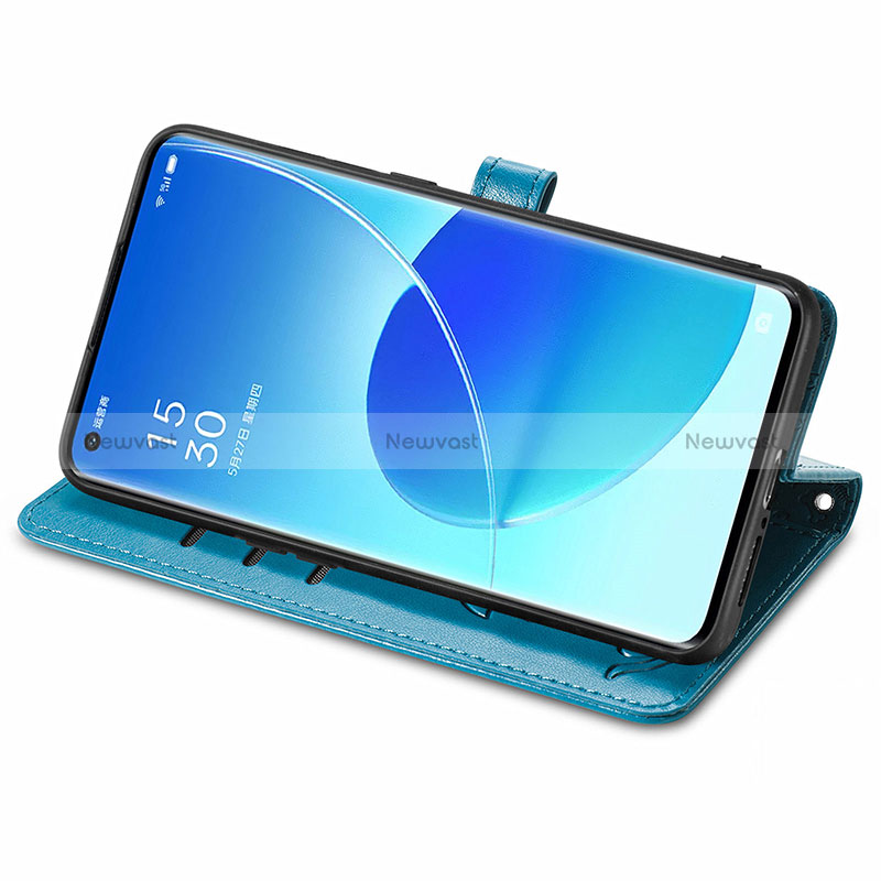 Leather Case Stands Fashionable Pattern Flip Cover Holder S03D for Oppo Reno6 Pro 5G India