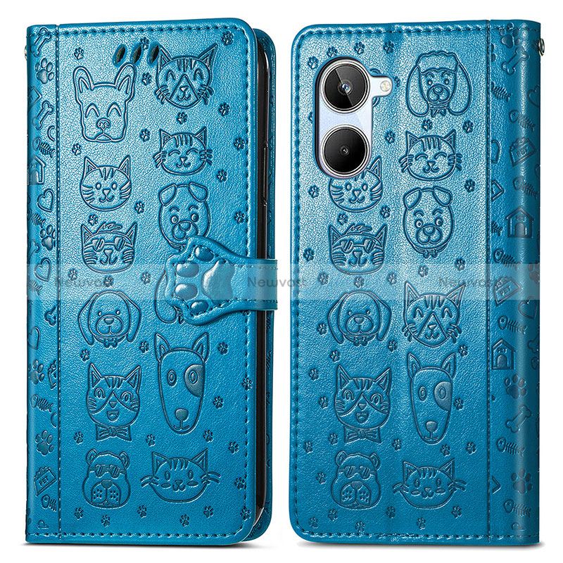 Leather Case Stands Fashionable Pattern Flip Cover Holder S03D for Realme 10 4G