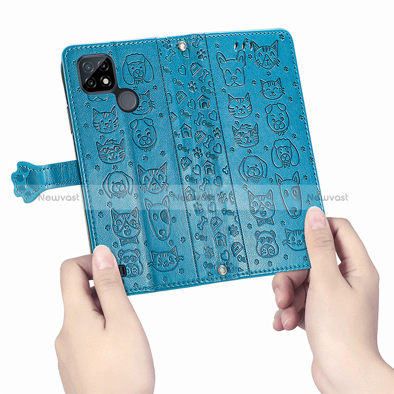 Leather Case Stands Fashionable Pattern Flip Cover Holder S03D for Realme C21Y