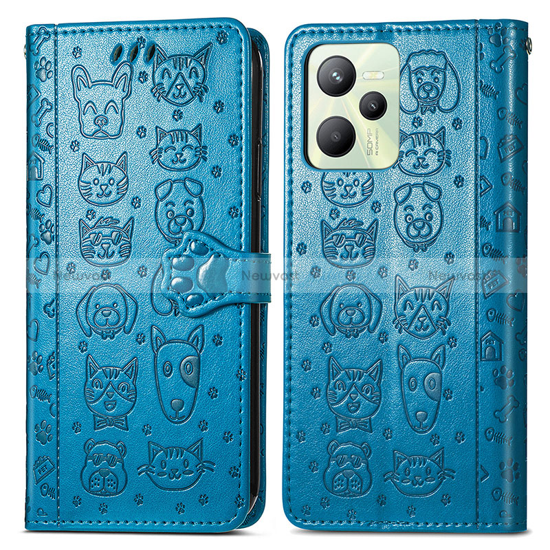 Leather Case Stands Fashionable Pattern Flip Cover Holder S03D for Realme C35