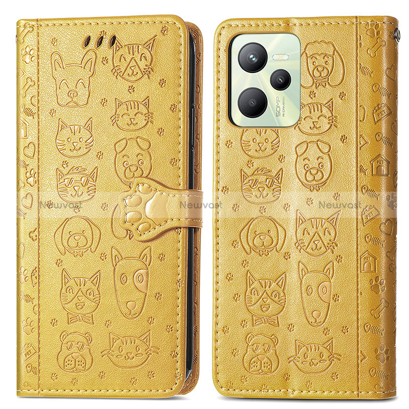 Leather Case Stands Fashionable Pattern Flip Cover Holder S03D for Realme C35