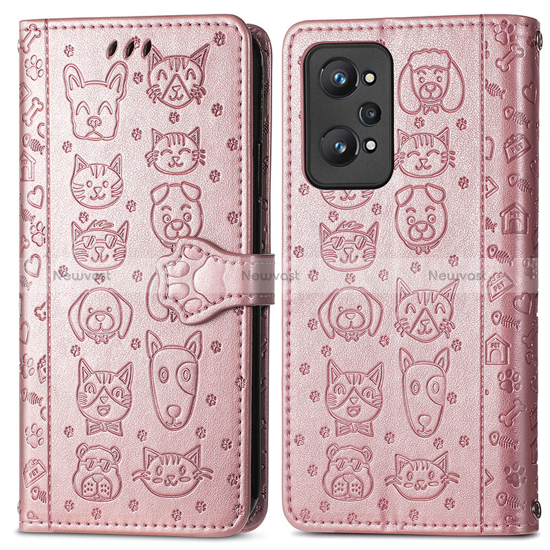 Leather Case Stands Fashionable Pattern Flip Cover Holder S03D for Realme GT Neo 3T 5G