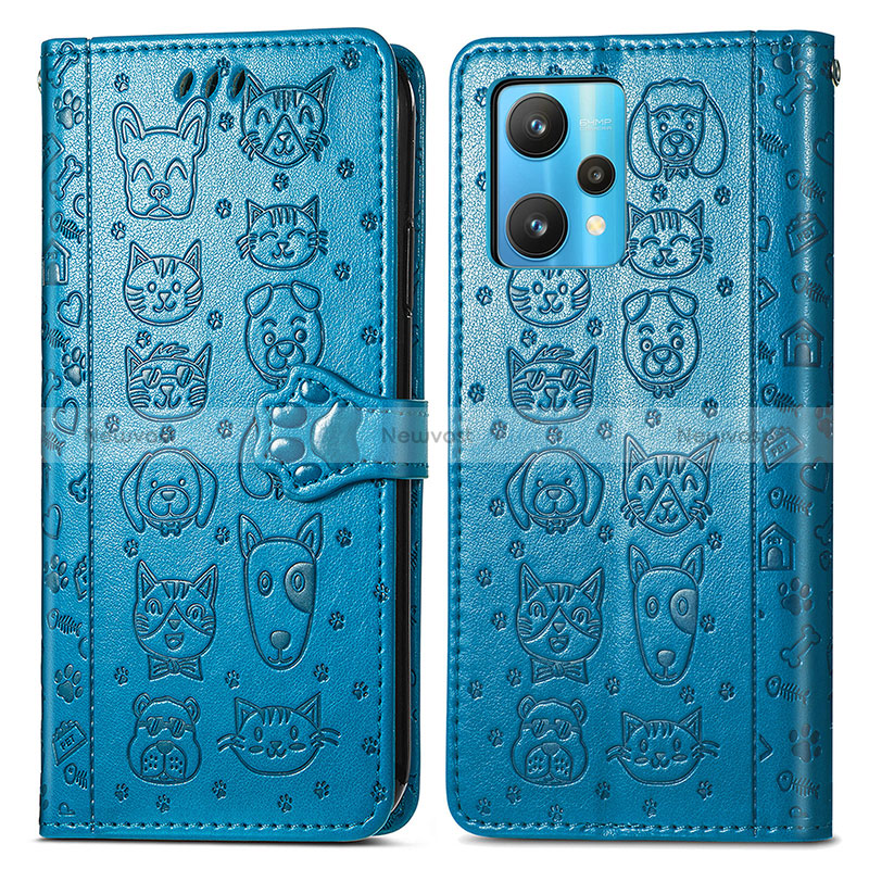 Leather Case Stands Fashionable Pattern Flip Cover Holder S03D for Realme Q5 5G