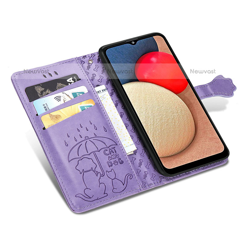 Leather Case Stands Fashionable Pattern Flip Cover Holder S03D for Samsung Galaxy A02s