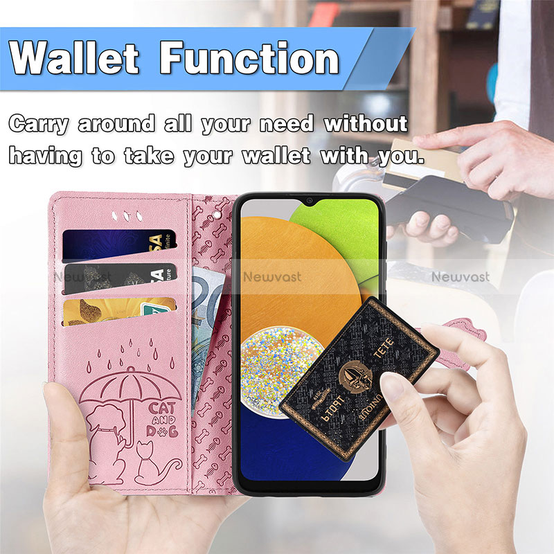 Leather Case Stands Fashionable Pattern Flip Cover Holder S03D for Samsung Galaxy A03