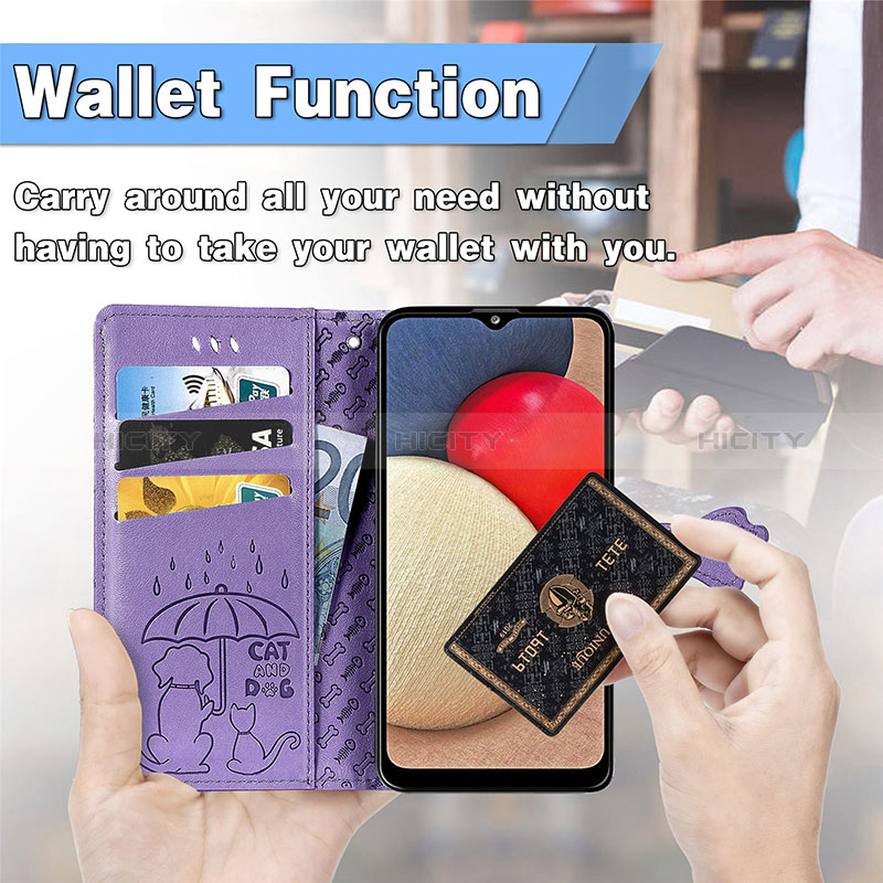 Leather Case Stands Fashionable Pattern Flip Cover Holder S03D for Samsung Galaxy A03s