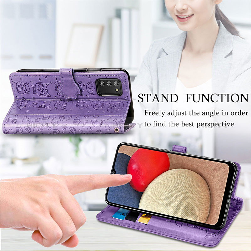 Leather Case Stands Fashionable Pattern Flip Cover Holder S03D for Samsung Galaxy A03s