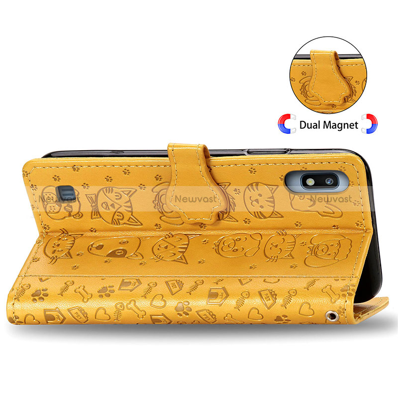 Leather Case Stands Fashionable Pattern Flip Cover Holder S03D for Samsung Galaxy A10