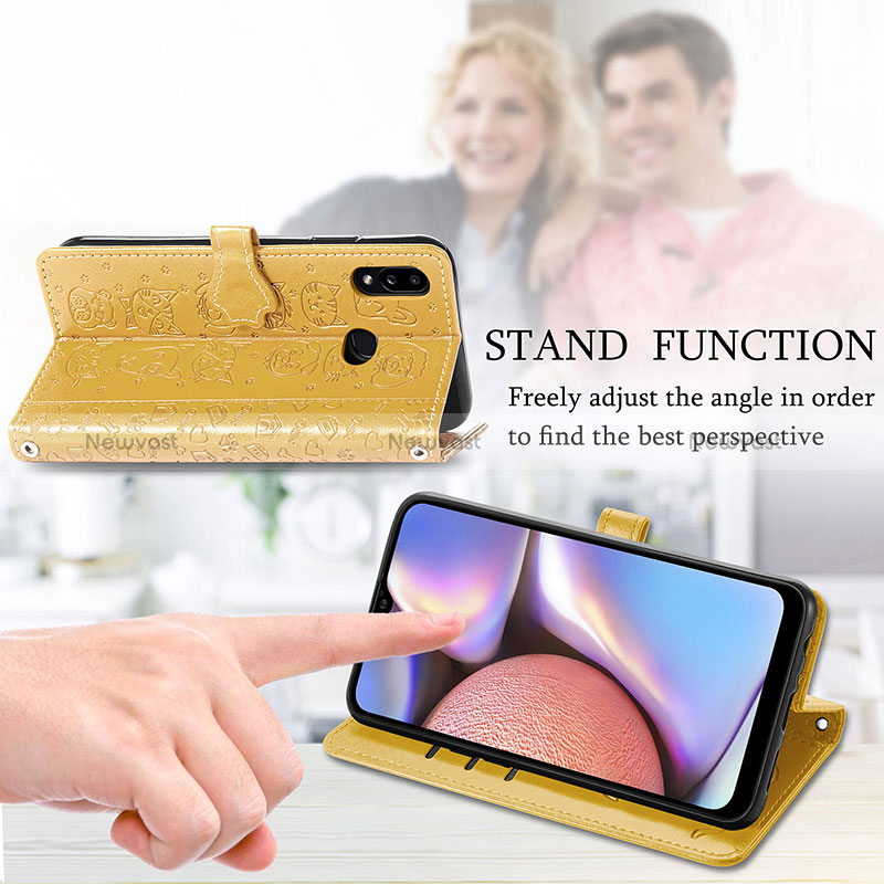 Leather Case Stands Fashionable Pattern Flip Cover Holder S03D for Samsung Galaxy A10s