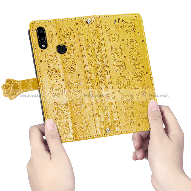 Leather Case Stands Fashionable Pattern Flip Cover Holder S03D for Samsung Galaxy A10s