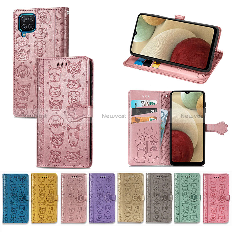 Leather Case Stands Fashionable Pattern Flip Cover Holder S03D for Samsung Galaxy A12 5G