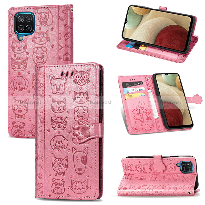 Leather Case Stands Fashionable Pattern Flip Cover Holder S03D for Samsung Galaxy A12 5G